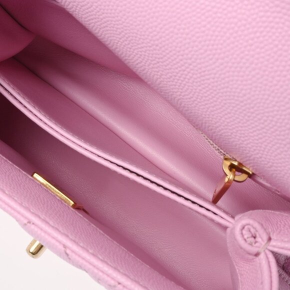 Authentic CHANEL Caviar Quilted Mini Coco Chain Handle Flap Bag Pink - Picture 9 of 13